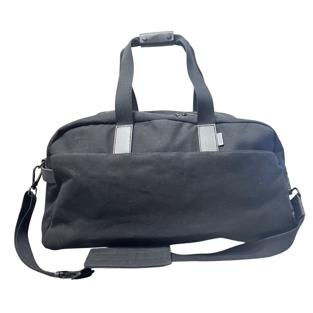 Away Black Canvas Weekender Carry-on Duffle Bag‎ Leather Trim Trolley Sleeve OS